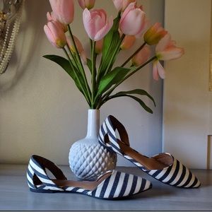 Marina Blue and White Stripe Flats